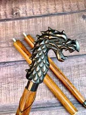 Dragon Head Designer Antique Style Handle Wooden Walking Stick Handmade Antique
