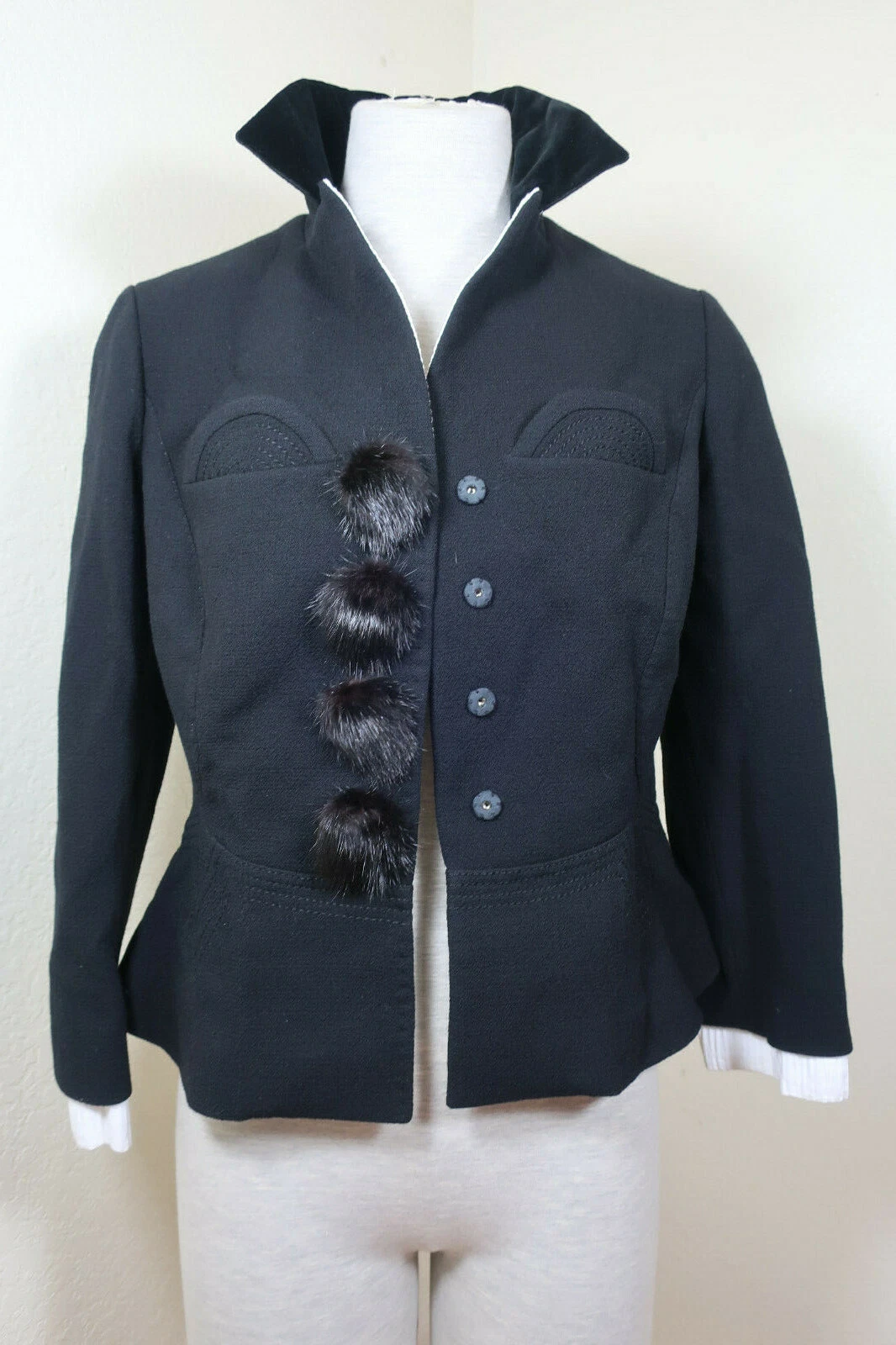 LOUIS VUITTON（LV） Giacca blazer LOUIS VUITTON lana nera visone taglia 40 6 7 8 Small M