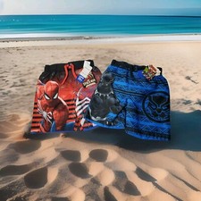 Marvel Heroes Spiderman  black panther UPF 50 Size 4 Boys Swim Trunks New