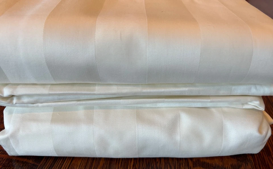 Peacock Alley 550 Thread 100%Egyptian Cotton Sheets Sheet Set Ivory Stripe QUEEN - Image 3 of 4