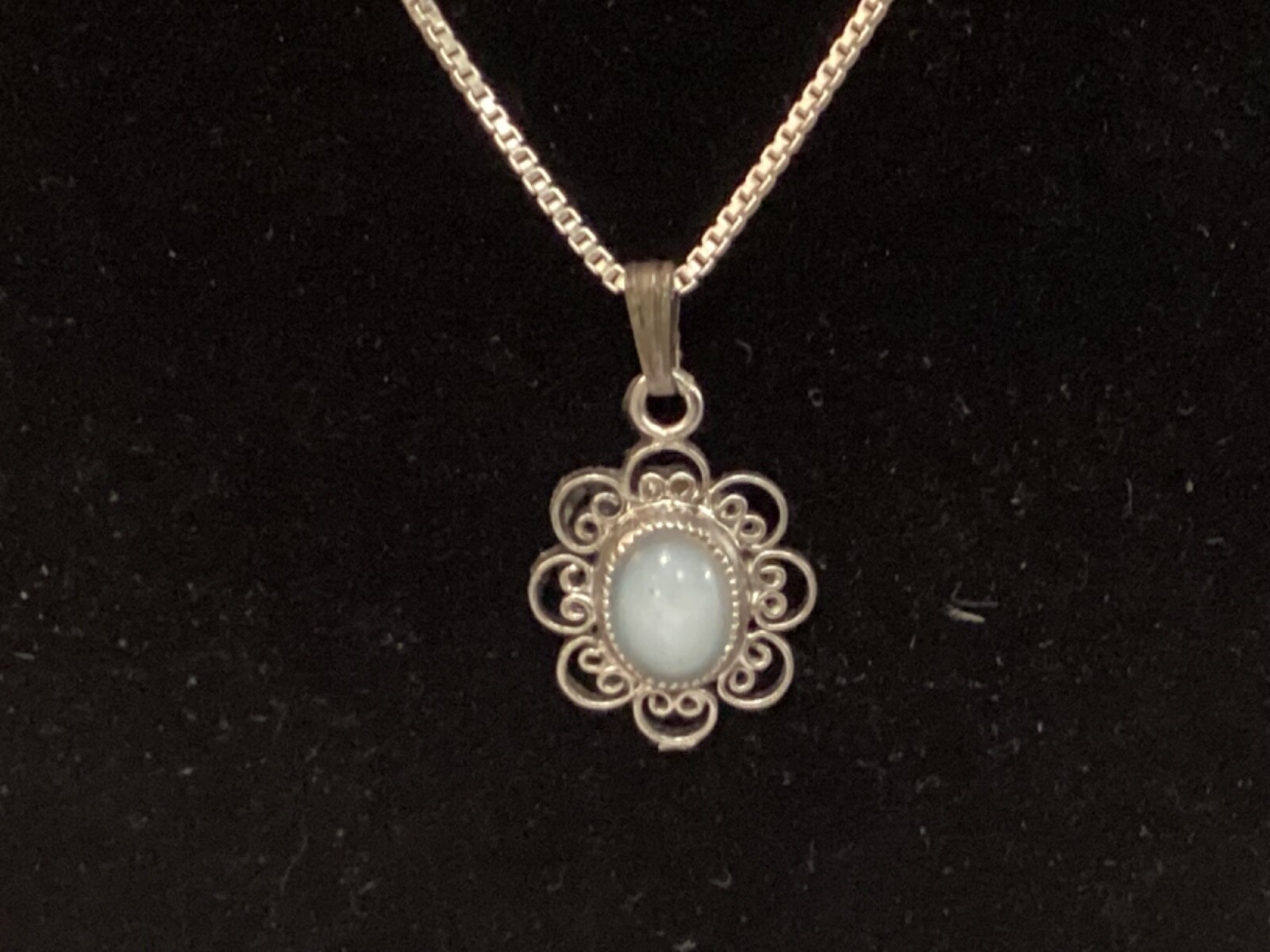 AUTHENTIC SIGNED STERLING SILVER FILIGRE MOONSTON… - image 1