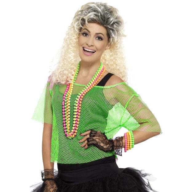 Top de red de neón años 80 80 accesorio de disfraz discoteca retro Foto 2 de 4