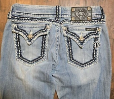 Miss Me Jeans Womens 27 Bootcut Blue Low Rise Booty Stretch Y2K 90S 1990S