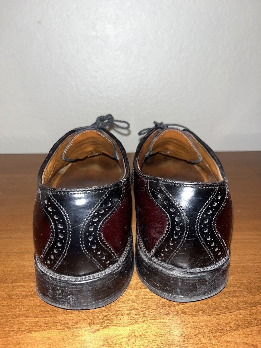 Allen Edmonds Shelton Saddle Shoes Burgundy Black Leather Oxford Mens Sz 11 C Allen Edmonds Shelton Burgundy/Black Two Tone Saddle Oxford  main image 3