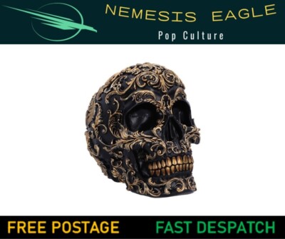 RENAISSANCE SCHÄDEL 19cm SCHWARZ & GOLD GOTHIC ORNAMENT FIGUR NEMESIS NOW NEU IN OVP