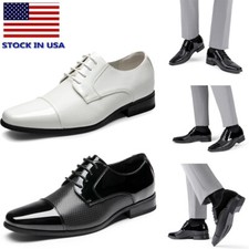 Men Patent Vegan Leather Tuxedo Dress Shoes Formal Lightweight Business Oxfords