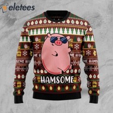 "Cute Pig Hamsome" Ugly Christmas Sweater Fun Animal Lover Gift