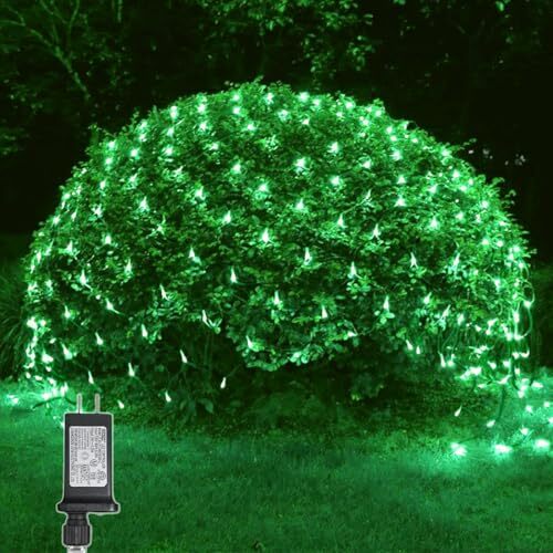 Green Net Lights 360 LED with Green Wire,12ftx5ft Connectable Green-Green Wire
