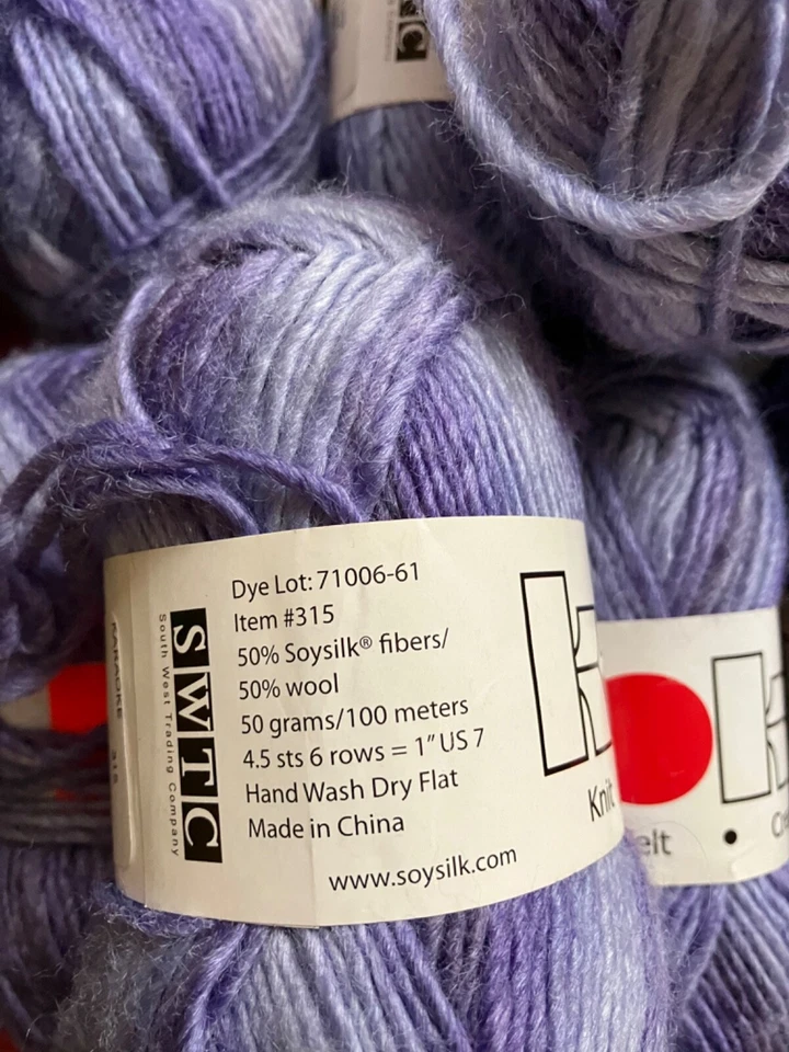 Hilo de karaoke SWTC #315 soja/lana lote de 10 madejas fieltro azul violeta Foto 2 de 4