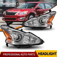 Headlights Assembly for 2013-2015 Nissan Altima Sedan Chrome Projector Headlamps