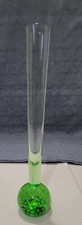 Vintage 8  Bud Vase Controlled Bubbles Vibrant Green Base Art Glass