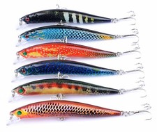 6PCS Fishing Lures Bait Minnow 9.7cm 8.9g Floating Artificial Crankbait Trout