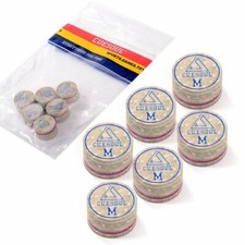 CUESOUL Billiard Cue Tips 6pcs 14mm Pigskin 8 Layer Pool Cue Tips Grey-Medium