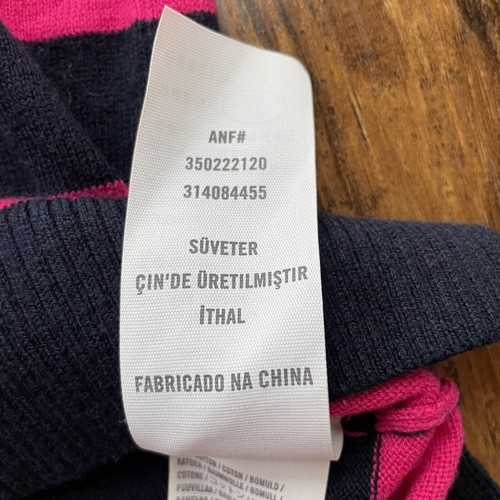 NWT Hollister Y2K Navy Pink Striped Stretch Fit Cotton Sweater Womens Large - Picture 8 of 14