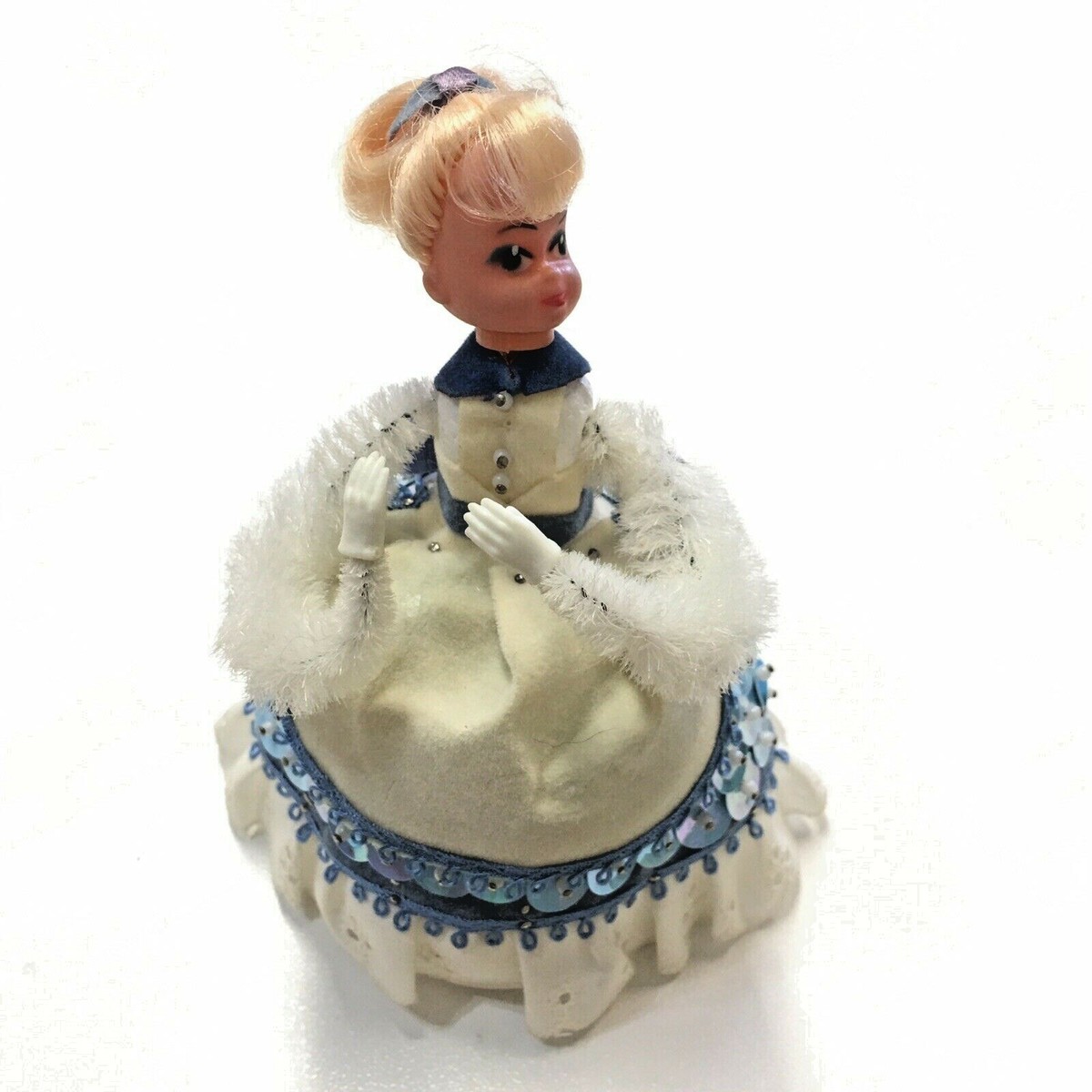 VINTAGE MID CENTURY Walco Li'l Missy beaded sequin doll White Dress Wedding EUR 16,59 - FR