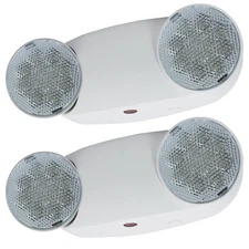 LFI Lights | LED Emergency Light | Bright Bug Eye Battery B/U | 2pk EL-M2-W-BB-2