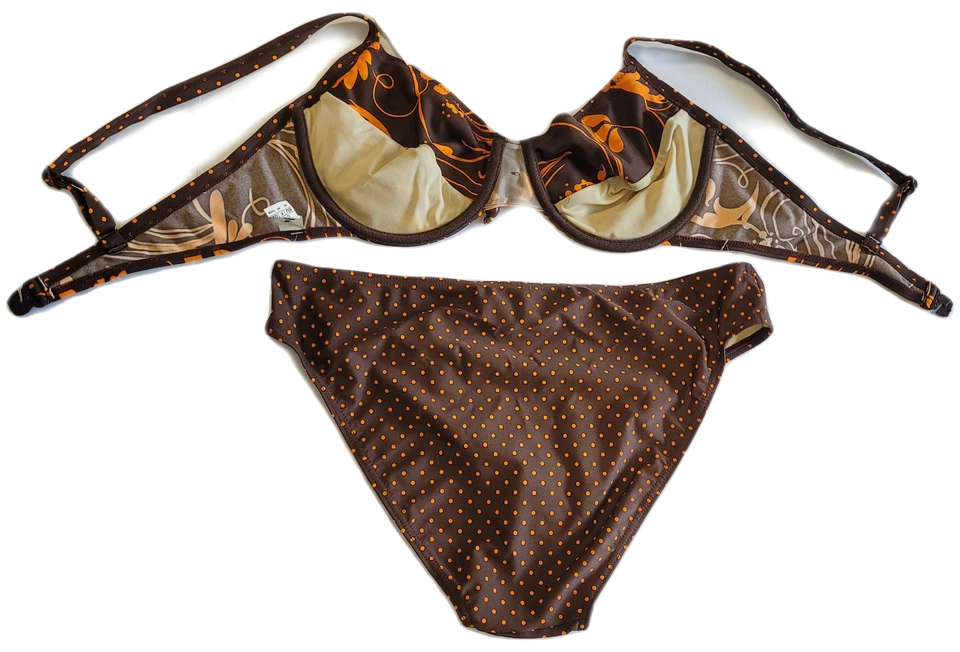 EVA Frauen Bademode Damen Bügel Bikini braun-orange gemustert Cup C Gr. 36 - 44 - Bild 2 von 4