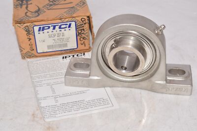 NEW IPTCI SUCSP 207 20 SUCSP 207-20 Set Screw Lock Pillow Block Bearing Stainles