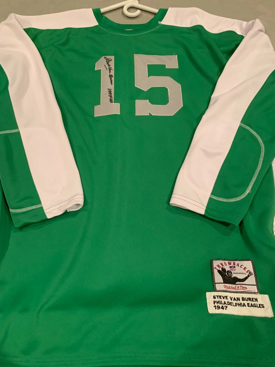 STEVE VAN BUREN PHILADELPHIA EAGLES HALL OF FAME SIGNED GREEN