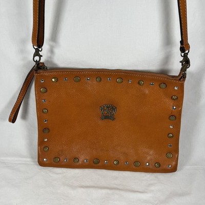 Pratesi Firenze Crossbody Bag Womens Brown Leather Made in Italy Purse Handbag