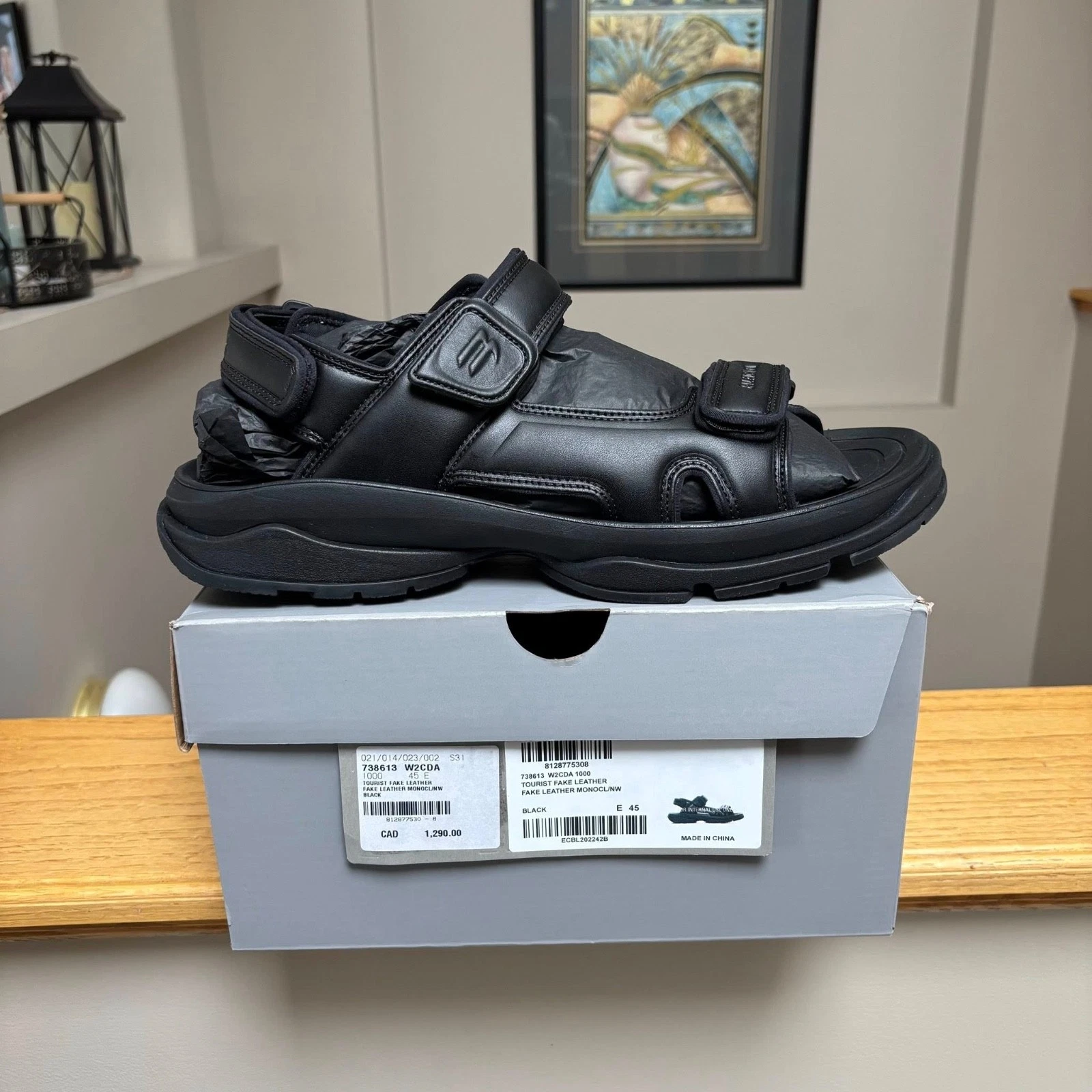 Balenciaga — Balenciaga Black Leather Tourist Sandals - 47 EU - MSRP $950 - New - Authentic