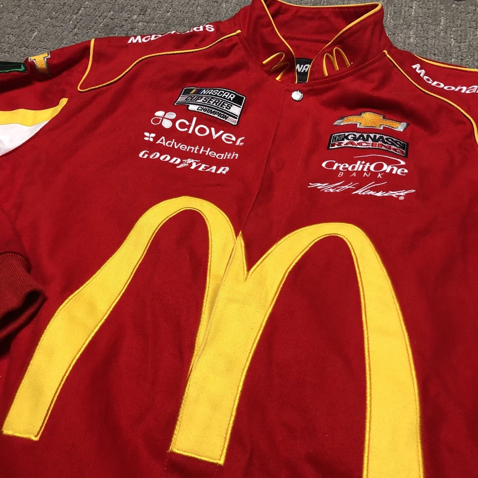 Chaqueta de carreras NASCAR McDonald’s JH Design para hombre 2XL bordada roja mate Kenseth Foto 4 de 4
