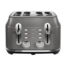 Image of Rangemaster Classic 4-Slice Toaster Grey, Long Slots, Lift-Look & Bagel