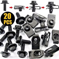 20pcs Car Body Bolts & U-nut Clips M6 Engine Cover Undertray Floor Splash Guards