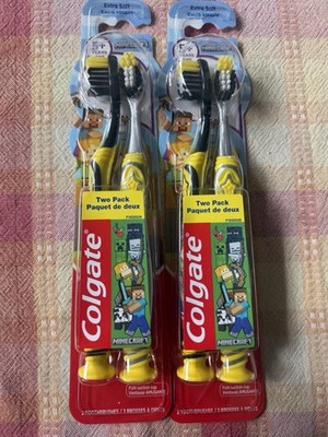 Minecraft Extra Soft 4 Child/Youth Toothbrushes with Suction Cup Bottoms