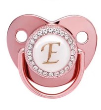 Bling Personalized Pink Baby Pacifier with Pacifier Clips and Anti-dust Cover E