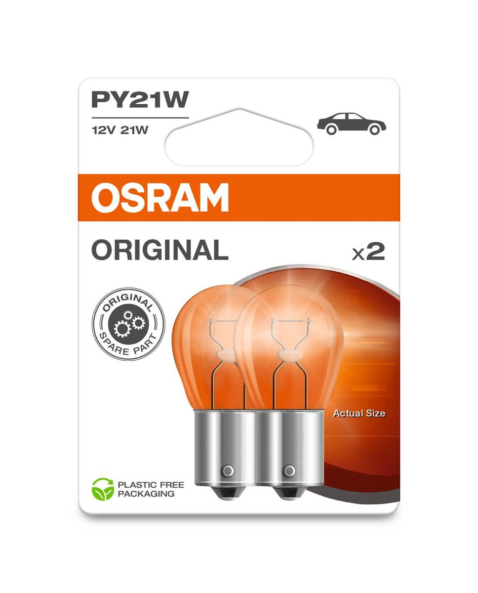 2 Bombillas para Luz Intermitente PY21W 12V 21W BAU15s OSRAM Apto Diversos Coche