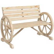 Carro Sedia a Rotelle Panca Braccioli Rustico Loveseat Legno Giardino Esterno, Naturale