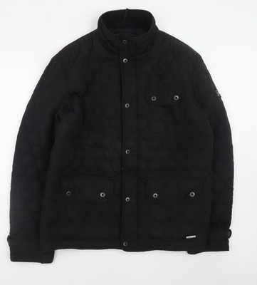 Firetrap Herren Jacke schwarz gesteppt mittellang L Regular Fit