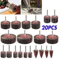 20pc 80 Grit Flap Wheel Sanding Set 6mm Shank For Drill Grinder Metal Wood Tool