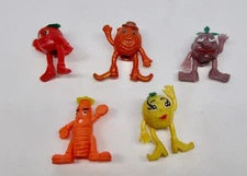 Vintage Munch Bunch fruit and vegetable pencil toppers lot of 5 1970s 1 1/2"