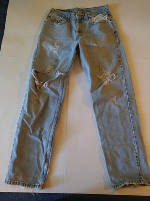 Vintage Levi's 550 Jeans Men's 32x32 Blue Denim Black Batwing Distressed Y2K