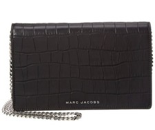 Marc Jacobs New With Tags Party On Croc Embossed Black Leather Chain Bag 