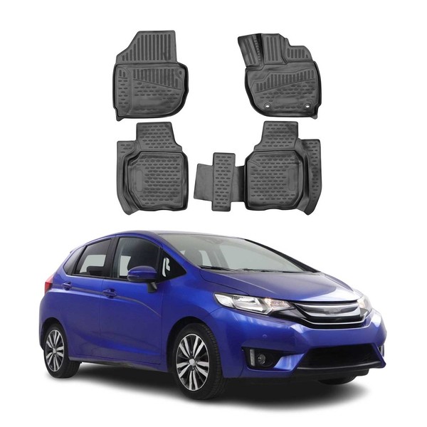 Omac Gummimatten FußMatten FüR Honda Jazz 2014-2021 TPE Automatten Schwarz 4X-image