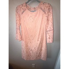 Vince Camuto Dress Womens 2 Pink Shift Lace Textured Feminine Elegant