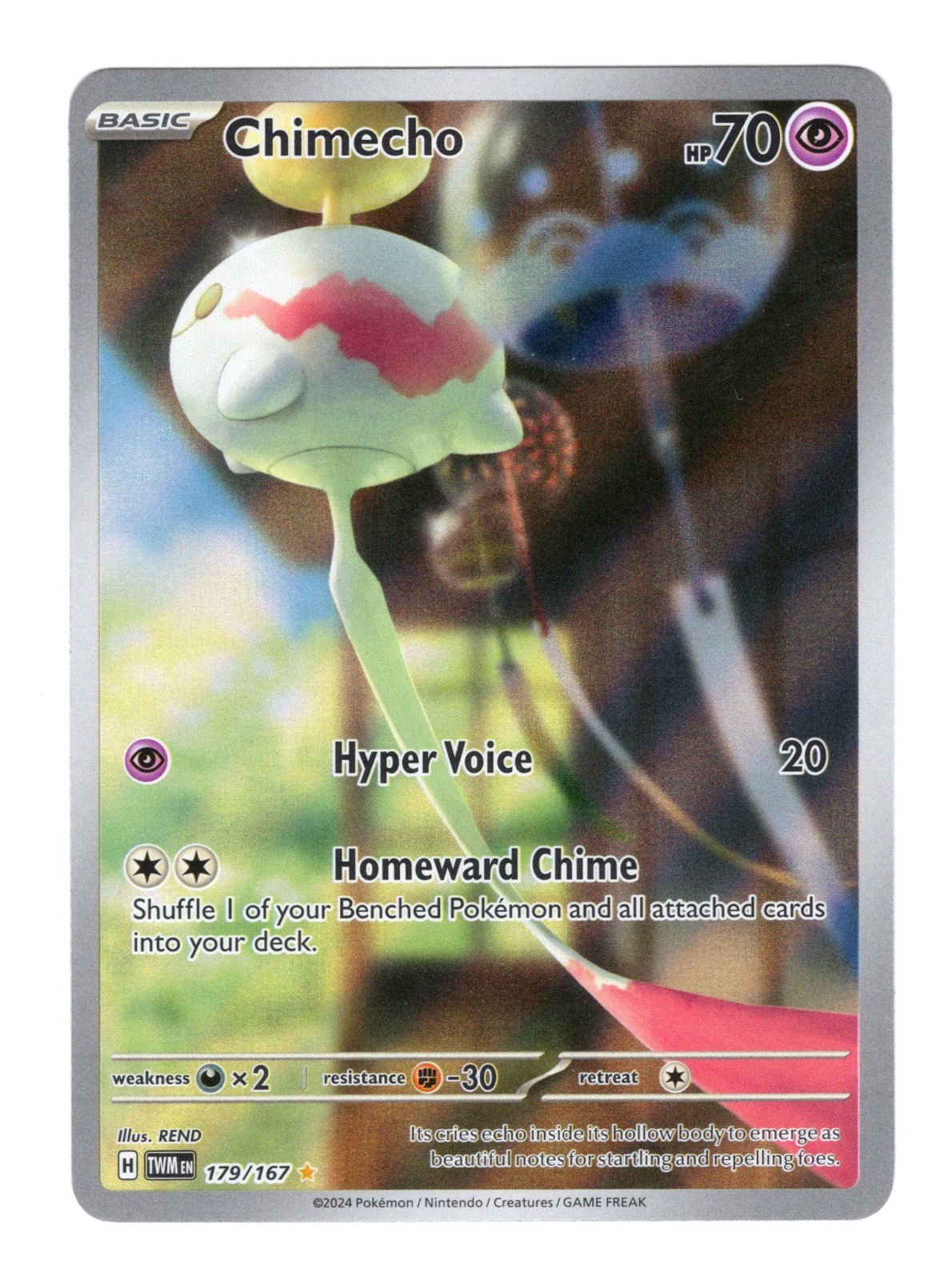 Chimecho Illustration Rare 179/167 Twilight Masquerade Pokemon Card NM