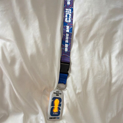 FIFA World Cup Lanyard with Clear ID Badge Holder, Stars, Blue White Red