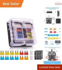 12V 6 Way Fuse Box Waterproof Marine Automotive Boat Car Truck with LED Indic...