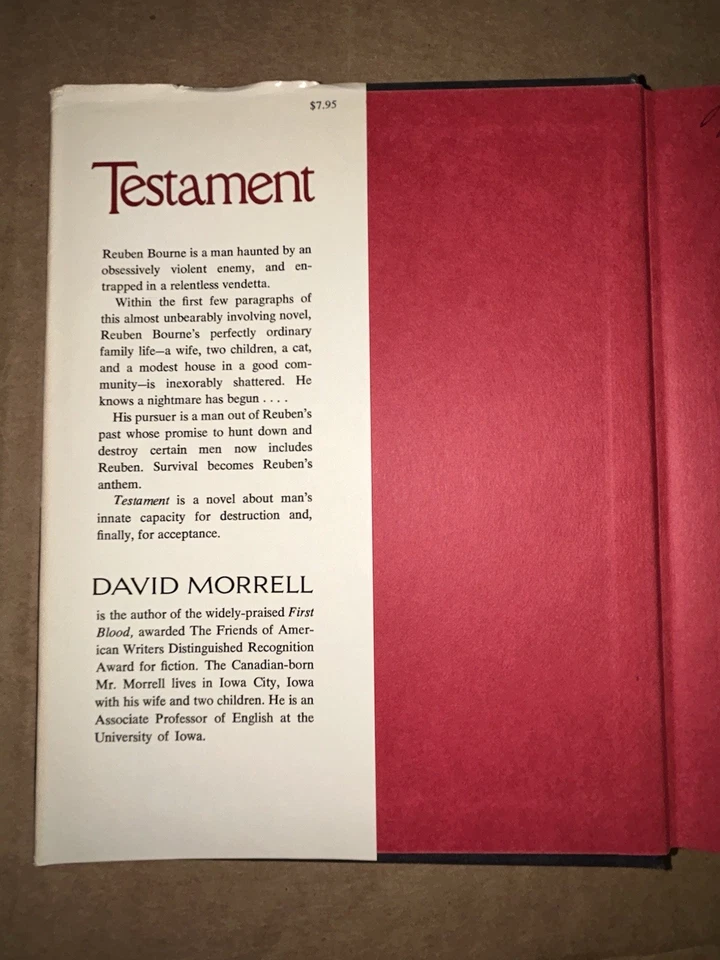 Testament by David Morrell (1975, Hardcover + DJ First Edition 1st Printing) Foto 4 de 4