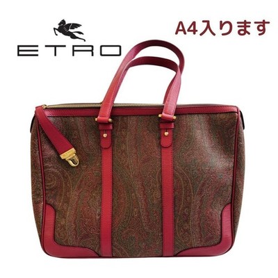 Etro Pink Paisley Tote Bag with Shoulder Strap, Near Mint, A4 Compatible Japan