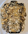Huge Lot Vintage Gold Tone Rhinestone Pearl Signed Unsigned Mixed Jewelry 4 Lbs