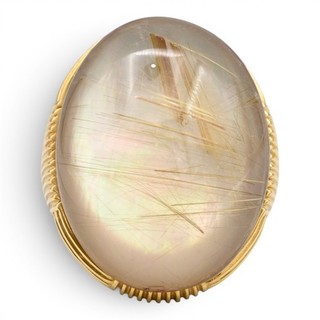 VINTAGE DESIGNER ROBERTO COIN RUTILATED QUARTZ CABOCHON RING 18K YELLOW GOLD