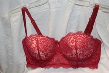 B.Luxe Red Garnet Lace Push-up Underwire Convertible Bra, 38D 0225 