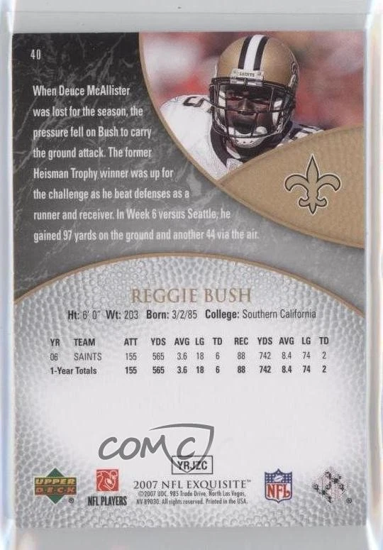2007 Upper Deck Exquisite Collection /150 Reggie Bush #40 - Image 2 of 2