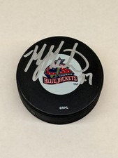 MANNY MALHOTRA Signed COLUMBUS BLUE JACKETS NHL Puck - w/COA #4