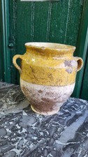 ANCIEN POT A CONFIT OU A GRAISSE EN TERRE VERNISSEE JAUNE N° 4